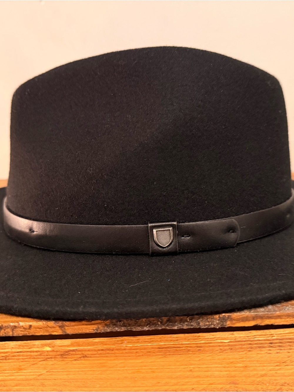Brixton Black Felt Fedora with Leather Band Messer Packable  Fedora unisex
